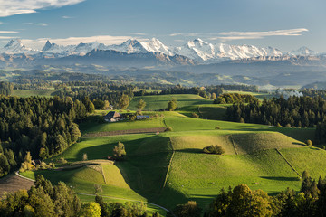 Emmentaler Landschaft mit Hochalpen