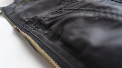 zipper on clothes close-up