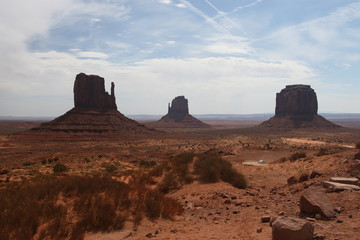 Fototapeta na wymiar Monument Valley National Park - West and East Mitten Buttes