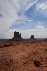Fototapeta na wymiar Monument Valley National Park - West and East Mitten Buttes
