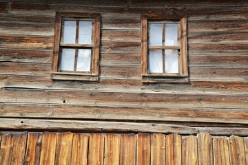 old wooden window on a wall