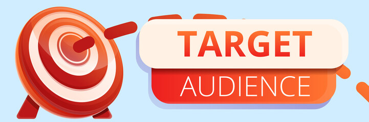 Target audience concept banner. Cartoon illustration of target audience vector concept banner for web design