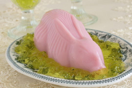 Pink blancmange bunny rabbit an old fashioned party dessert