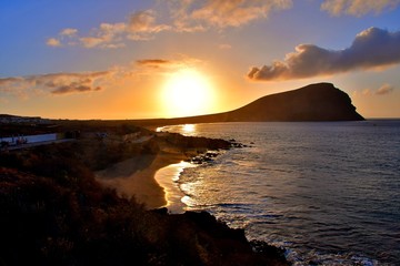 Sun rises in La Tejita, Tenerife