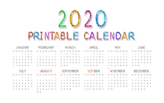 Kids 2020 Year Calendar Concept Banner
