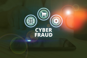 Word writing text Cyber Fraud. Business photo showcasing any crime that is committed with the use of a computer