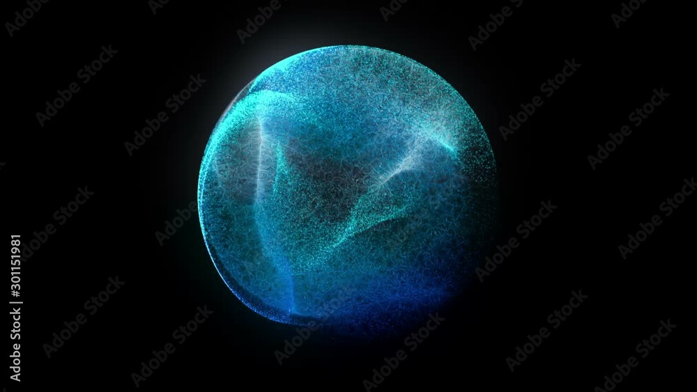 Wall mural blue particle energy sphere. abstract technology, science, engineering and artificial intelligence m