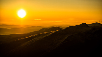  Sunrise in the mountains. Bieszczady Mountains. Poland