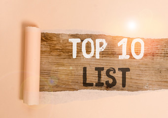 Handwriting text Top 10 List. Conceptual photo the ten most important or successful items in a...