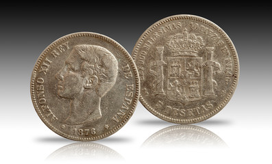 Spain 5 pesetas 1876