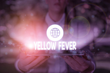 Writing note showing Yellow Fever. Business concept for tropical virus disease affecting the liver...