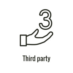 Logistics icon with a hand and the number 3