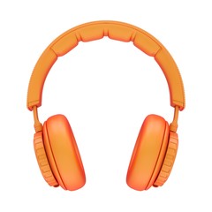 3D Rendering Orange headphones isolated on white background