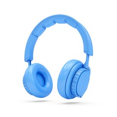 3D Rendering Blue headphones isolated on white background