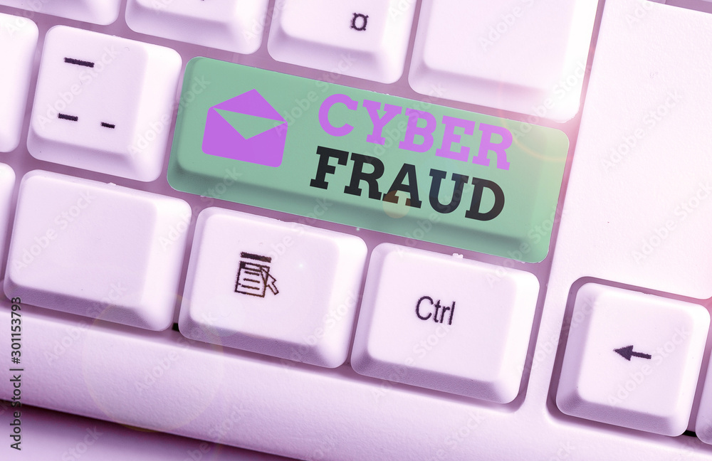 Poster handwriting text cyber fraud. conceptual photo any crime that is committed with the use of a compute