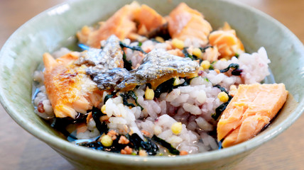 Japanese Salmon Rice Bowl, Sake Ochazuke