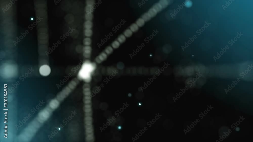 Poster intelligent particles structure changing its shape while camera is changing its focus - depth of fie