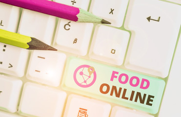 Text sign showing Food Online. Business photo showcasing most convenient way for customers to purchase food online © A