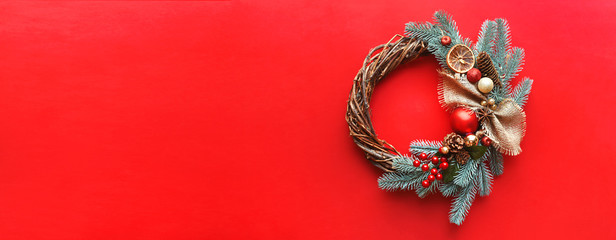 Christmas banner for the site with a decorative wreath of Christmas trees.