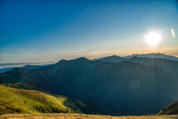 sunrise over Bystra mountain in Tatra Mountains