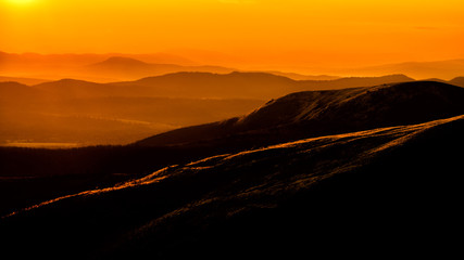 Sunrise in the mountains. Bieszczady Mountains. Poland