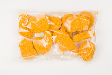 Packaging nuggets on a white background.