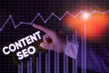 Writing note showing Content Seo. Business concept for creating webpage content to rank high in the search engines