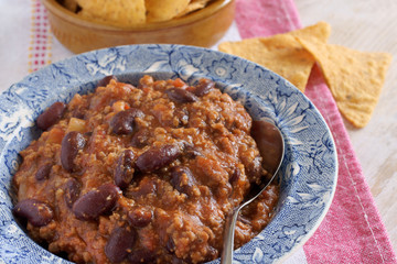 Chilli con Carne served with tortilla chips
