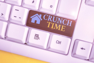 Word writing text Crunch Time. Business photo showcasing period when pressure to succeed is great...