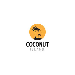 Logo Design Concept with Coconut Tree  Illustration