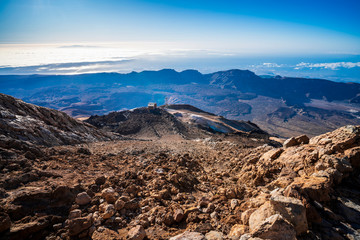 View from top of El Teide volcano national park in early moning