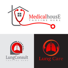 Collection of medical and health logos for clinics, icons of human organs, heart, intestines, lungs, kidneys, vector elements