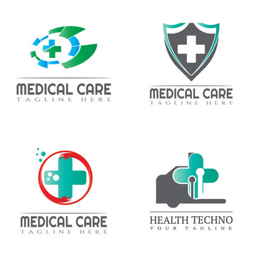 Collection of medical and health logos for clinics, icons of human organs, heart, intestines, lungs, kidneys, vector elements