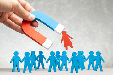 Discrimination of men. HR Magnet attracts staff leaders. Staff recruitment.