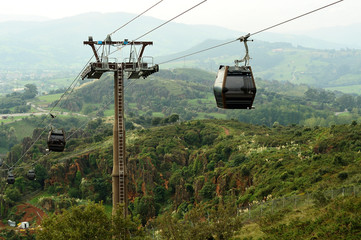 Cableway in Cabarceno Nature Park, Cantabria, Spain.