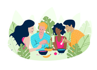 Friends Eating together