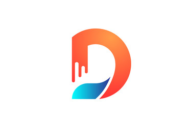 letter D in orange blue alphabet color for company icon logo design