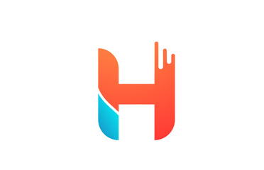 letter H in orange blue alphabet color for company icon logo design