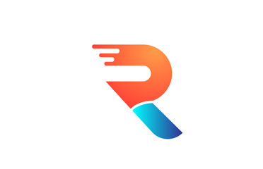 letter R in orange blue alphabet color for company icon logo design