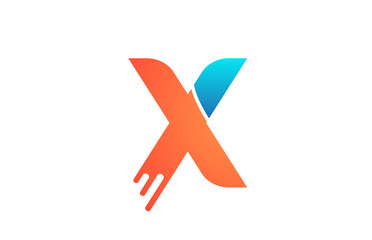 letter X in orange blue alphabet color for company icon logo design