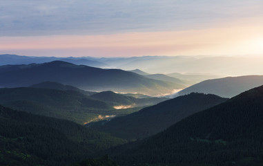 Fototapeta na wymiar Big forest. Majestic Carpathian mountains. Beautiful landscape. Breathtaking view