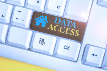 Word writing text Data Access. Business photo showcasing a user s is ability to access data stored within a database White pc keyboard with empty note paper above white background key copy space