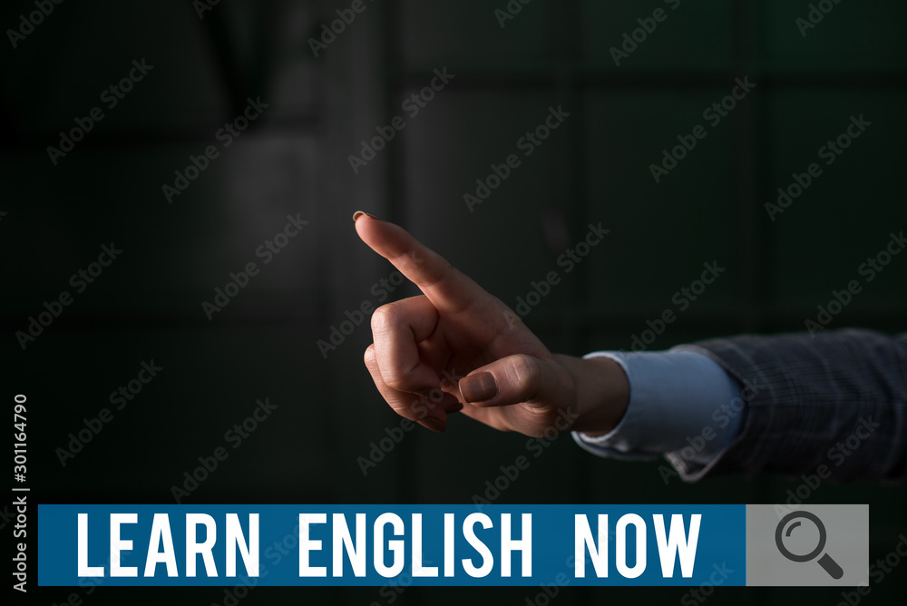 Poster conceptual hand writing showing learn english now. concept meaning gain or acquire knowledge and ski