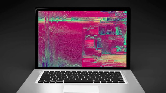 Abstract Animation on a laptop computer pc screen, glowing colors