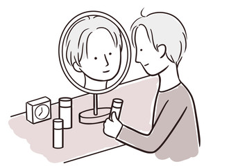 スキンケアをする男性