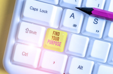 Conceptual hand writing showing Find Your Purpose question. Concept meaning reason for something is...
