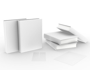 template empty book mockup set white background , 3d rendering	