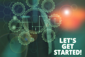 Text sign showing Let S Is Get Started. Business photo text to begin doing or working on something you had started Picture photo system network scheme modern technology smart device