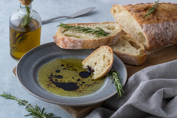 Balsamic vinegar and oil.