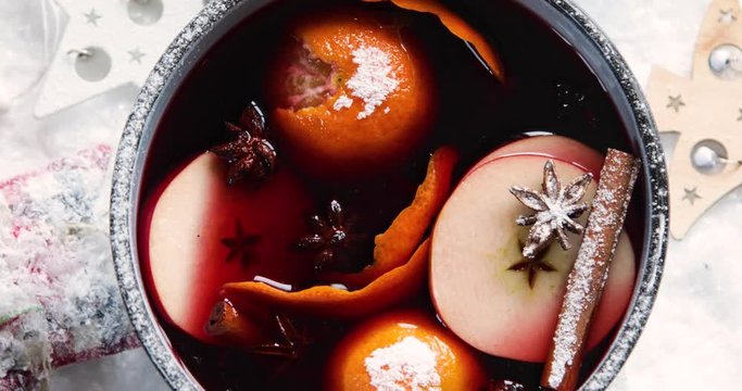 Mulled wine. Top view